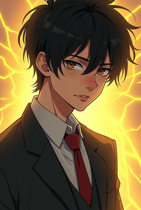 Design a toned young man inspired by John from the WEBTOON unOrdinary. He has medium-length, slightly messy black hair that falls naturally but gives a subtly disheveled look. His hazel eyes are sharp and expressive, shifting between a calm, vulnerable gaz...