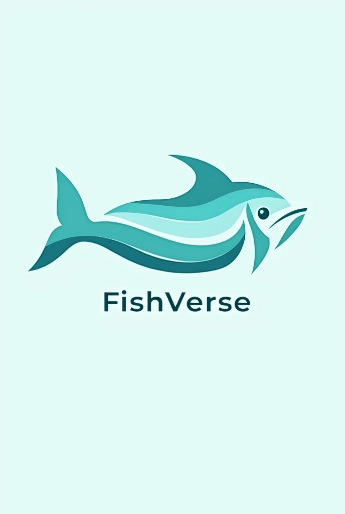 design a luxurious logo for FishVerse with an aquamarine palette and incorporate a symbol that conveys elegance and uniqueness A sleek fish silhouette with flowing fins. A minimalist wave pattern. A fusion of fish and a globe to hint at the “verse” concept...