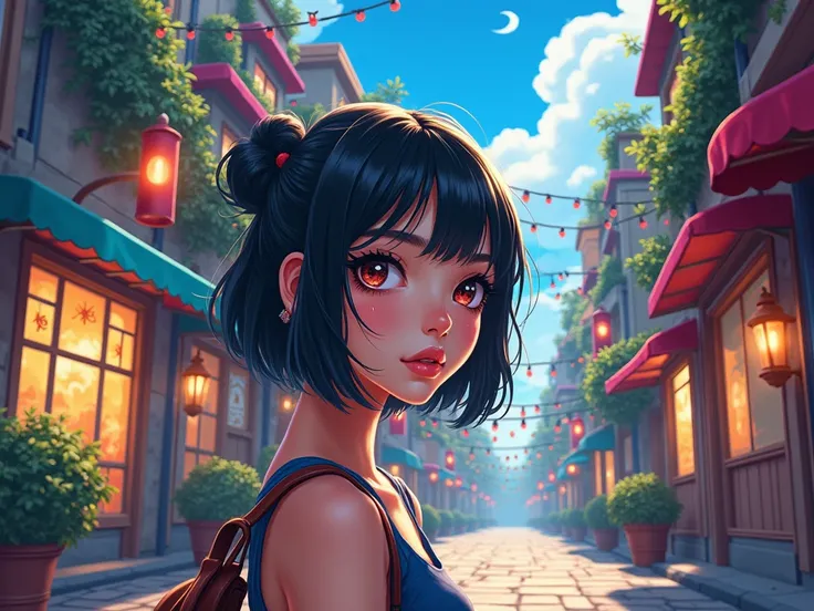 (Masterpiece, Best Quality, Ultra Detailed: 1.6), Illustration, (Single, 1 Girl, Beautiful Detailed Eyes: 1.2), City, Street, Cute, Otherworld.