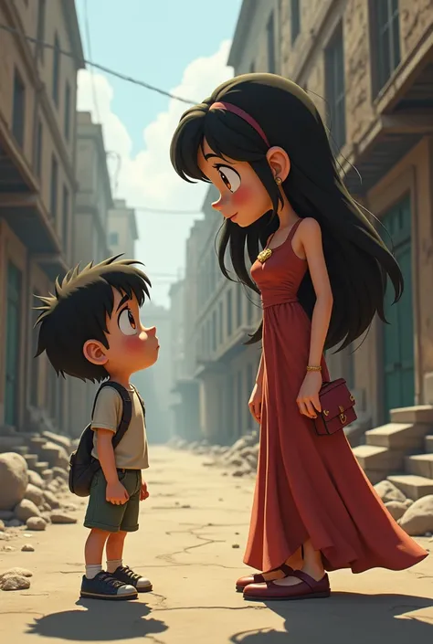 A poor animated boy was insulted by a rich animated girl 