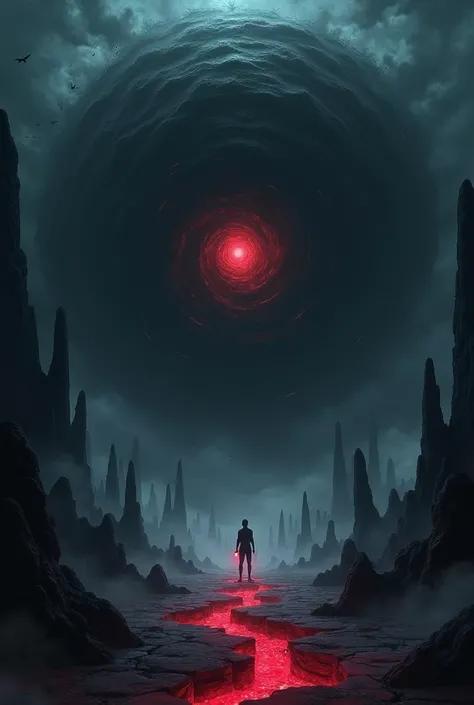 A terrifying domain expansion inspired by Jujutsu Kaisen, embodying pure darkness and incomprehensible evil. The environment is an infinite void of shifting, black shadows that devour all light, with jagged, alien structures faintly visible in the distance...