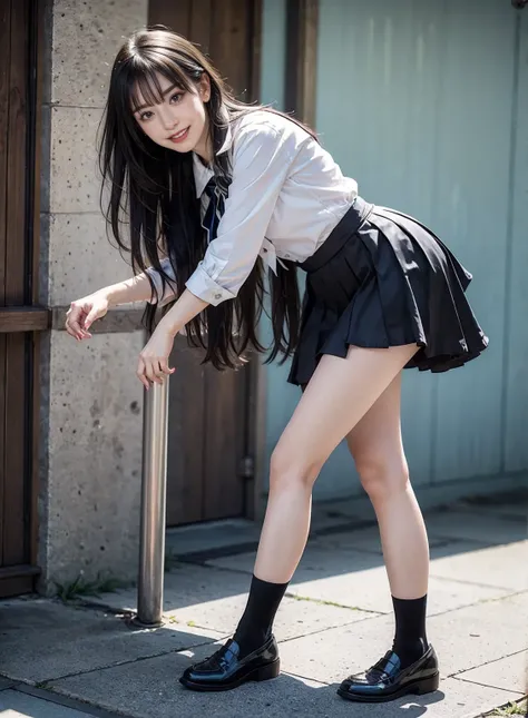 arafed asian woman in a skirt and a white shirt posing for a picture, japanese school uniform, japanese girl school uniform, wearing japanese school uniform, young gravure idol, realistic young gravure idol, young pretty gravure idol, Seifuku, cute schoolg...