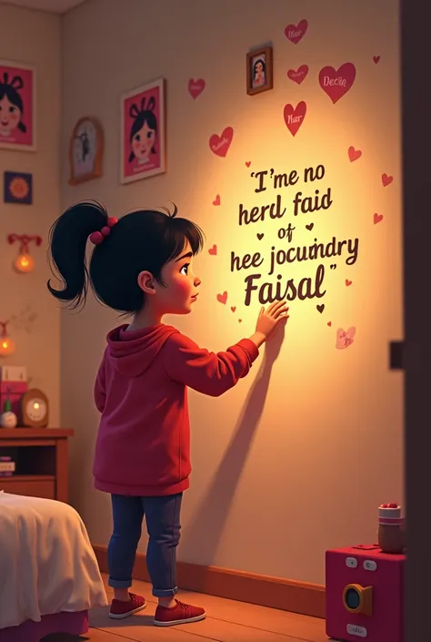 Najireen girl on the wall of her room Faisal I like you written 