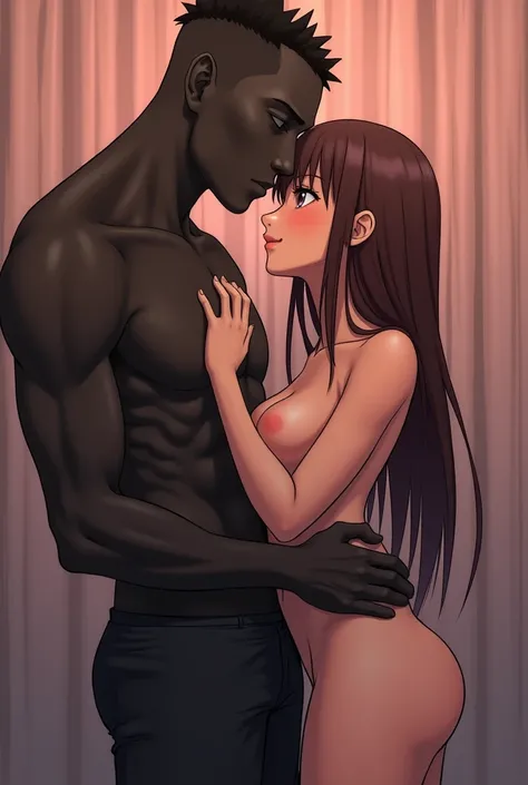 Anime girl with no clothes fucked by a black man