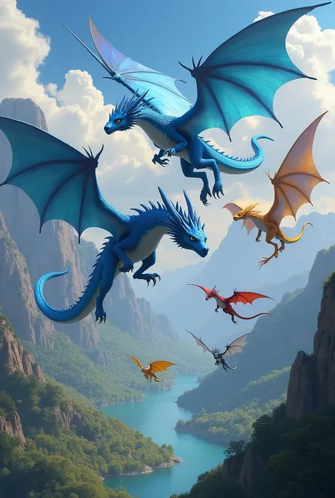 Blue Dragons,  yellow , white, red and black