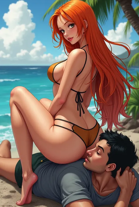 Nami  thicc butt sitting on a boy

