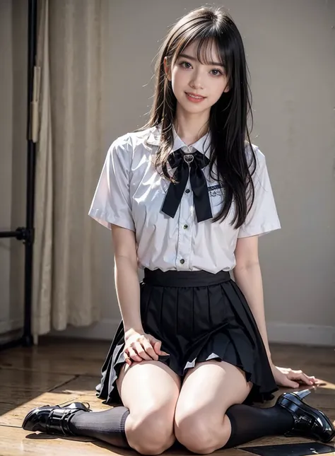 arafed asian woman in a skirt and a white shirt posing for a picture, japanese school uniform, japanese girl school uniform, wearing japanese school uniform, young gravure idol, realistic young gravure idol, young pretty gravure idol, Seifuku, cute schoolg...