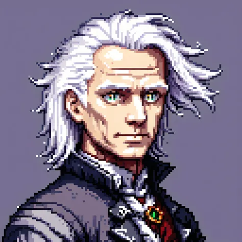 pixel art , 64 bit,  white-haired man