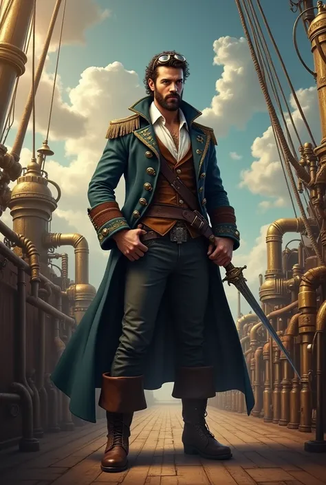 Steampunk style DND beautiful pirate man
