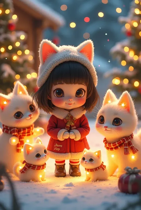  Christmas　Illumination of humanoid cats　Cute girl　 Kitagawa Keiko