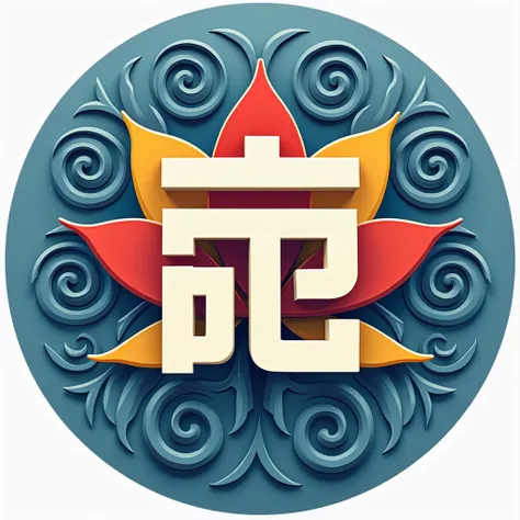 Create a logo for the Chinese department including: circular logo, Chinese characters "Chinese department" combined with lotus, main color blue combined with red or yellow