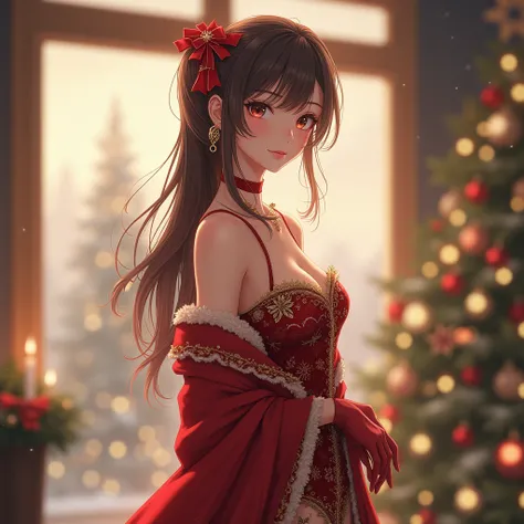 Christmas outfit anime girl mature 