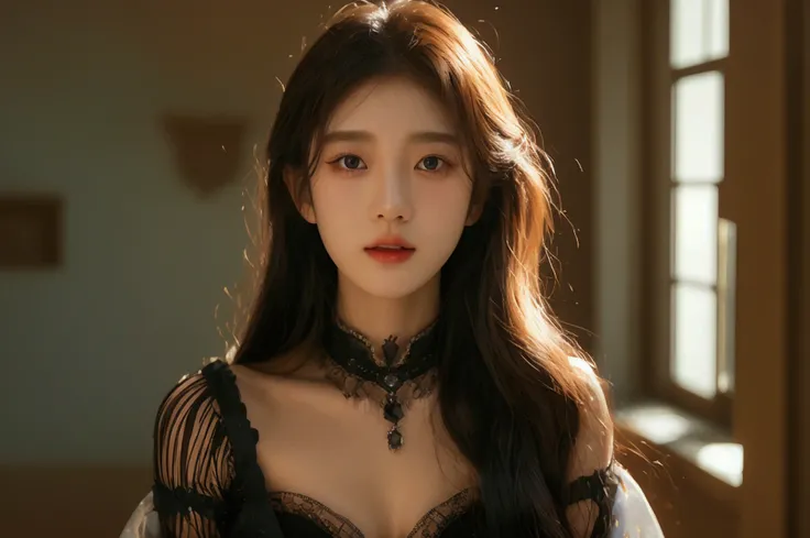 jisoo, korean model , 167cm ，Movie Angle， （cute girl，anatomy correct, romantic  ambience, masterpiece costume，（ art，geomerty），（plethora of colorest quality，high detal，tmasterpiece，Cinematic lighting effects，4K，Chiaroscuro）realistic lighting , Have a perfec...