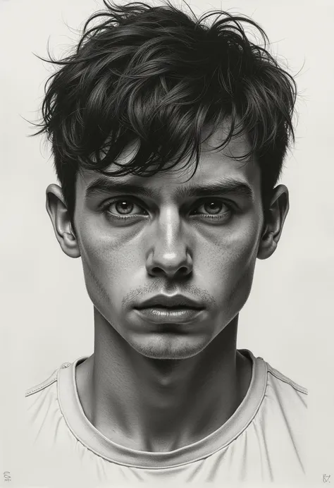 portrait of a young guy, Dry point etching, extremely detailed, hatching, Hyperrealistic, aquatint, drawing lines, realism, lithography, Vasya, trending on artstation, sharp focus, studio photo, complex parts, very detailed, Greg Rutkowski