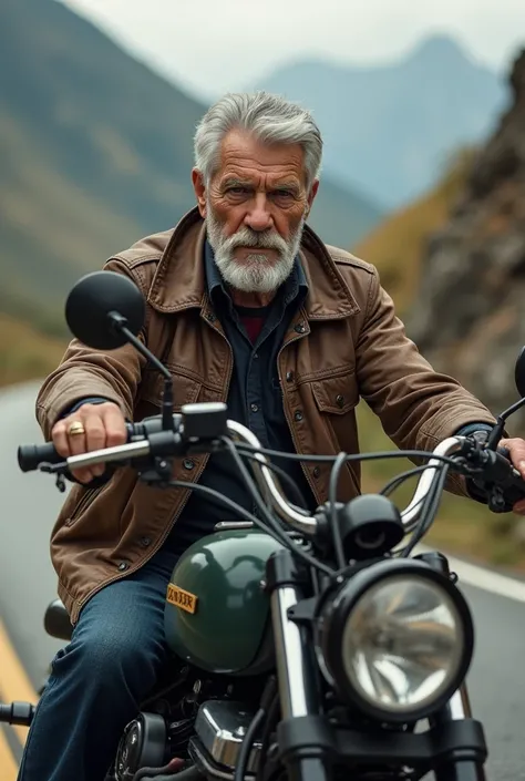 Old Geoffroy Maynard as a motorcycle rider
