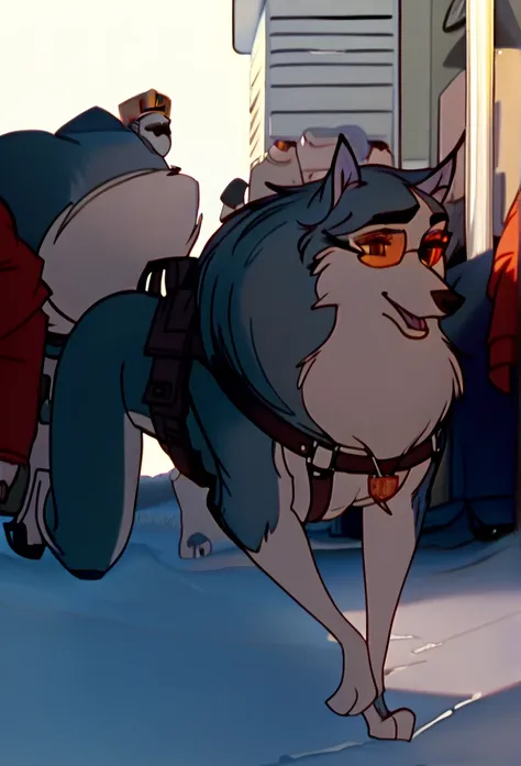  Accurate, Long Hair, Breasts, Wolf Ears, Tongue, Smile, Sunglasses, dark armoured tactical police anthro uniform, dark leather collar with a badge, sniffling luggage, airport terminal, walking on all fours,Smile, Smile, Long Hair, 