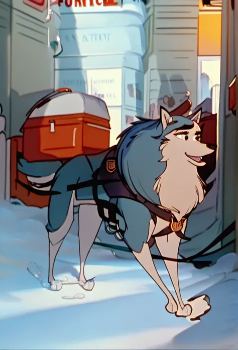  Accurate, Long Hair, Breasts, Wolf Ears, Tongue, Smile, ,  tactical police furry vest, dark leather collar with a badge, sniffling luggage, airport terminal, walking on all fours,Smile, Smile, Long Hair, 