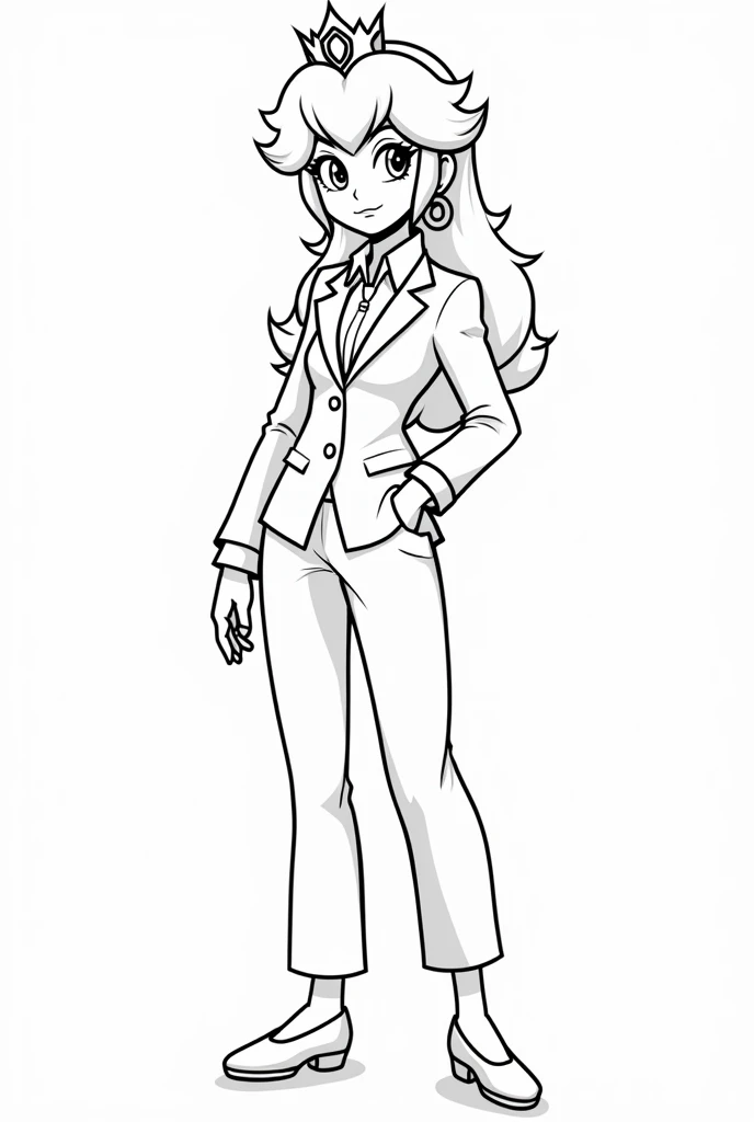 prenses peach with suit cartoon style line art