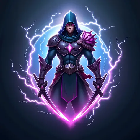  Here is a prompt to create a game logo of an interesting Gusion Mobile Legends hero character. hero gusion with lightning-fast running character .
