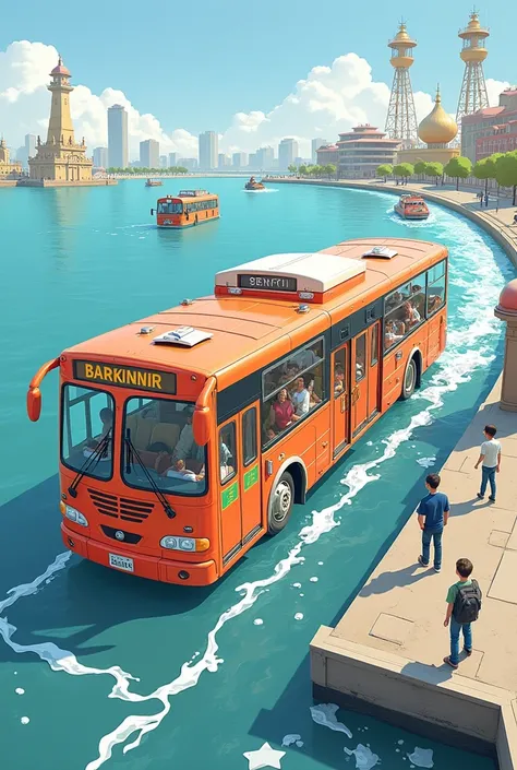 Help me build a picture book bus for sightseeing at the Qingdao pier