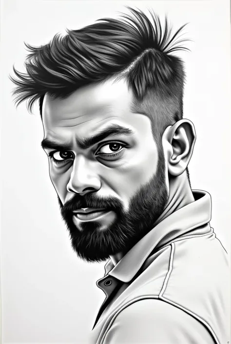 Realistic pencil sketch of Virat kohli