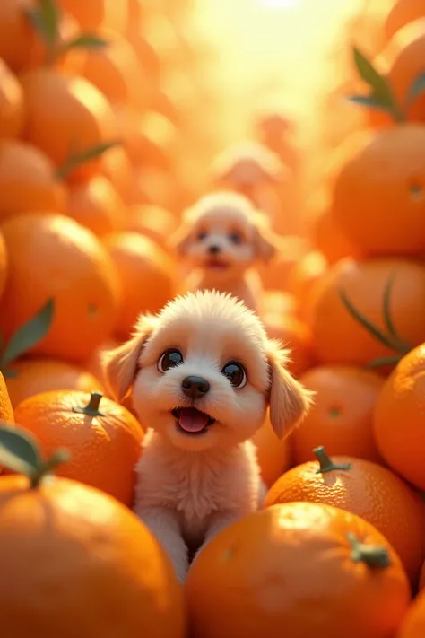 Create a vedio with oranges changes into puppies with morphing effect 