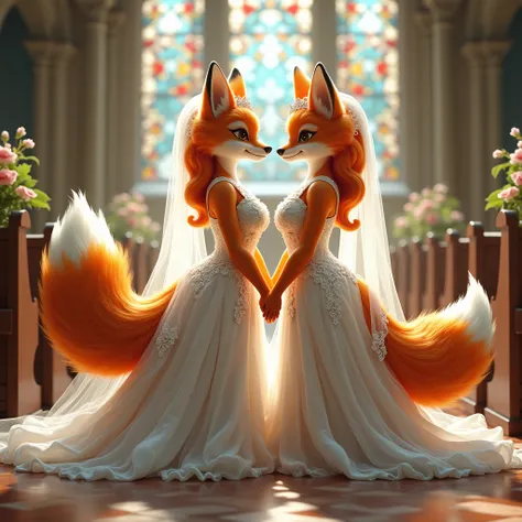 furry foxy tails yiff  lesbian  foxy  gelinlik    furry fox yiff gelinlik bride   lesbian & lesbian wedding dress kabarık dantel beyaz wedding dress gelinlik duvak veil  furry fox gelinlik white hairs  tiara boupuet cehapel kilise