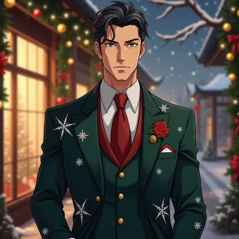 Christmas outfit anime man mature 