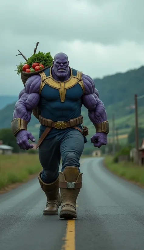 The Thanos come after taking the vegetables from market at the road. Rea