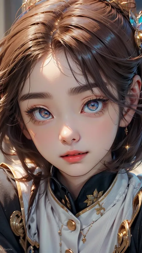 (((looking at the viewer))), solo,masterpiece,best quality,highres,Extreme detaildelicate face, Extreme detaildelicate eyes,(face alignment),fair complexion,Exquisite hairstyle,light-colored lips,A charming smile.Strong sense of detail and layer,rich and g...