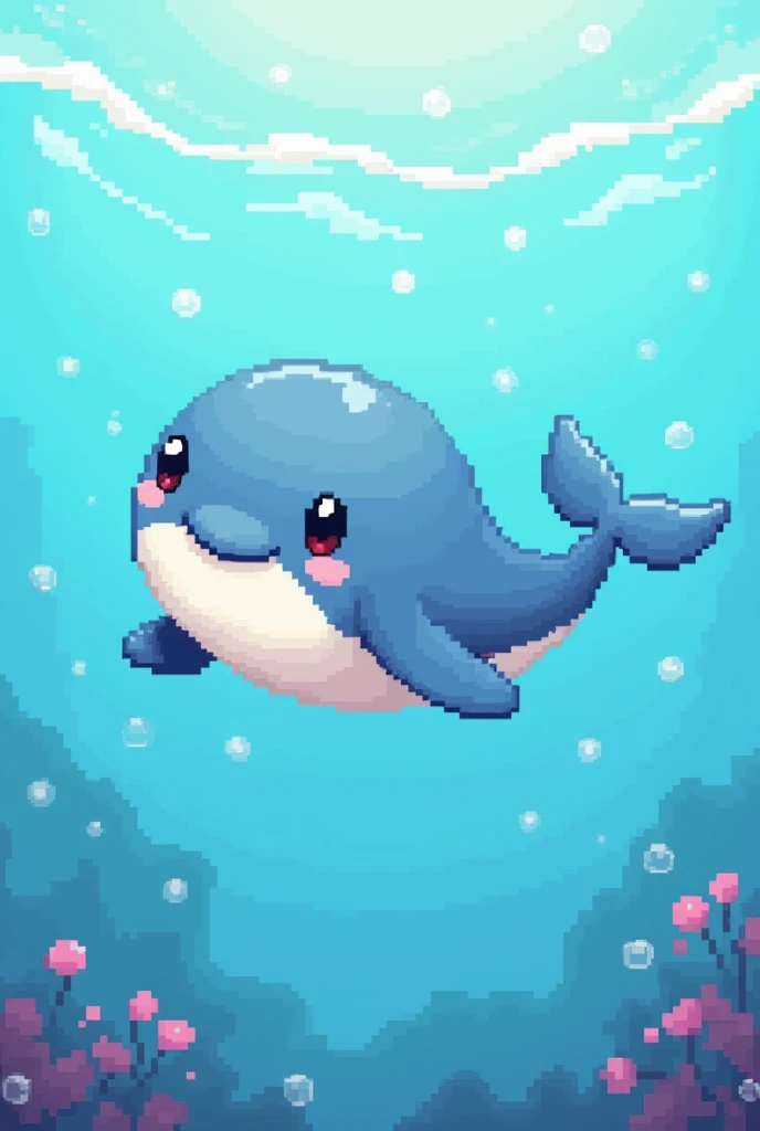 Baby whale pixel art 