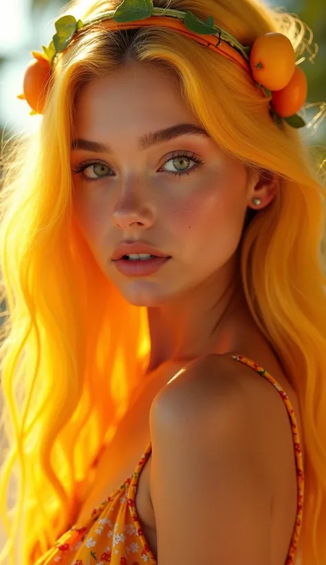 Here’s a detailed and enhanced prompt for a young, gorgeous human being inspired by a mango:

"Create an ultra-realistic, stunningly beautiful young human being inspired by the vibrant colors and textures of a mango. Their skin should be smooth and radiant...