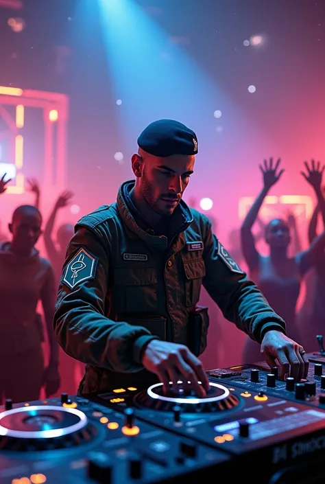 An Israel Defense Forces soldier dj a party in space