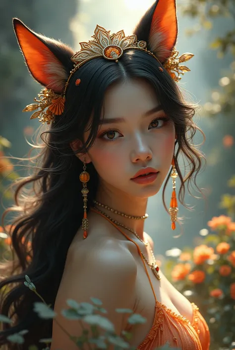 original, intricate detail, illustration, masterpiece, extremely detailed CG unity 8k wallpaper, highlight, sharpening, dynamic, bokeh, , a beautiful girl with animal_ears and hair_ornament