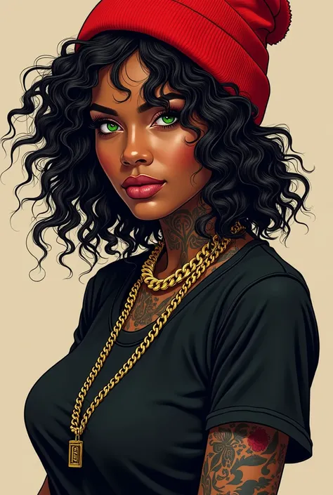 Beautifull black light skinned woman, , bare face, no make up  wearing  gold Chains, avant-garde, Fantasy Art, Wallop Art,  Watercolor Art,  avant-garde波普艺术, rich and colorful,  surRealism, masterpiece, best quality, Official Art, Clear outline, Vector Art...