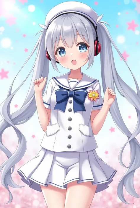 Zitoida
sailor suit
silver hair
hats
headphone
butts
bangs
twin tail
super long hair
panties