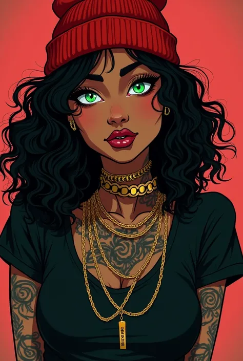 Beautifull black light skinned woman, , bare face, no fucking make up  wearing  gold Chains, avant-garde, Fantasy Art, Wallop Art,    avant-garde波普艺术, rich and colorful,   surrealism, masterpiece, best quality, Official Art, Clear outline, Vector Art Backg...