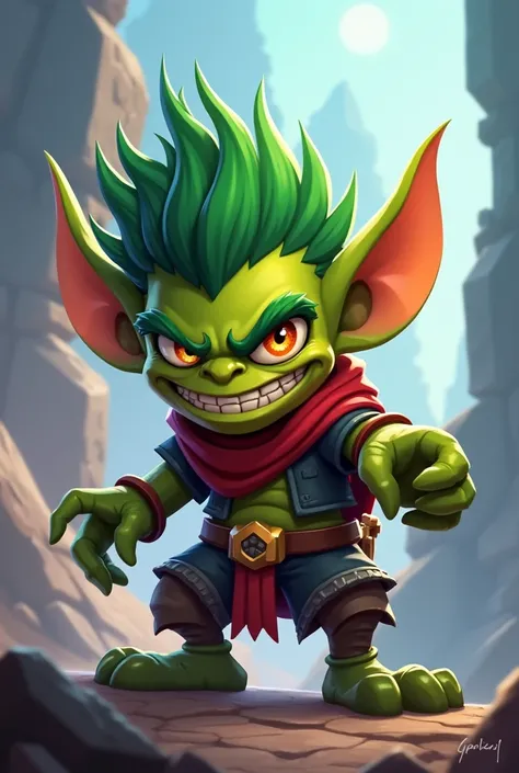 Create an icon for a character in a moba game, I want it to be a goblin, with a moba vibe