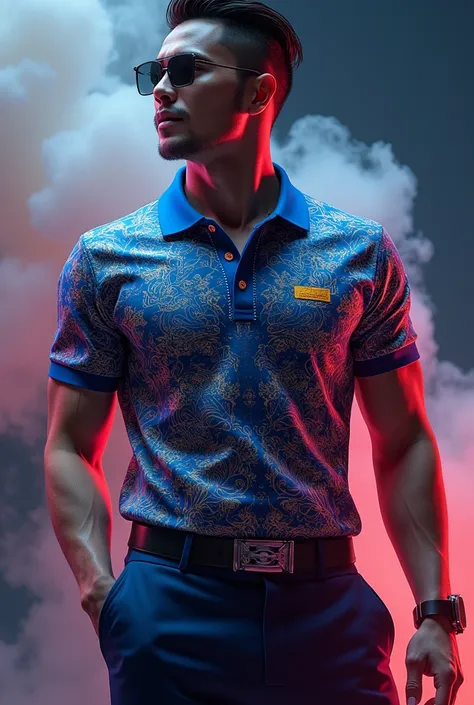 Future Tech Polo Shirt Online Drawing,      color glitter with smoke style  , 3D Painting  ，majestic，  Horologist  ,special Polo Shirt pattern design