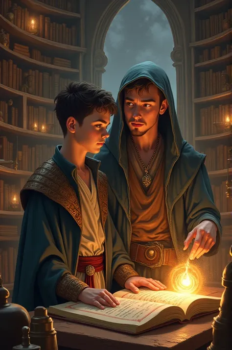 Create a  who is studying magic with his older brother