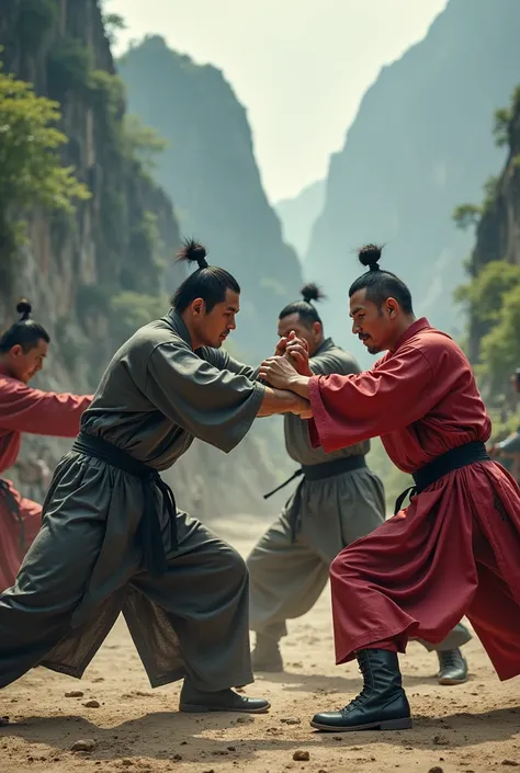  Chinese fighting men,Not wearing a combat shirt ,Age 40 years