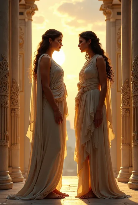 antigona and ismeta from ancient greek 2 women talking