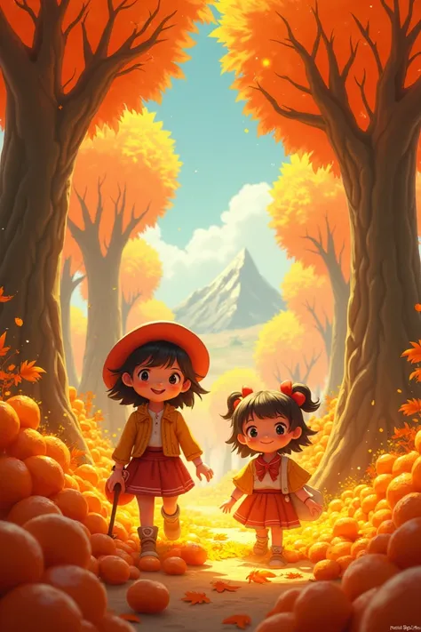 Rina and Apel enter an Orange Forest full of giant orange trees, where sparkling orange fruit hangs from the branches. Rina uses orange juice to trap birds and finds a special orange Next, Rina and Apple headed to Strawberry Mountain