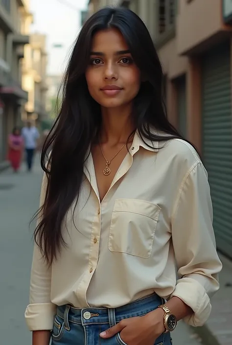 Bengali woman in jeans and shirt