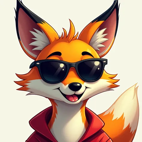 Hip Hop, fox,  wears black sunglasses, Cartoon , Just the face