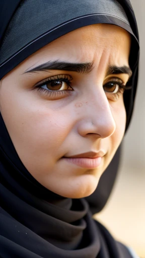 A Syrian woman focusing on her face 