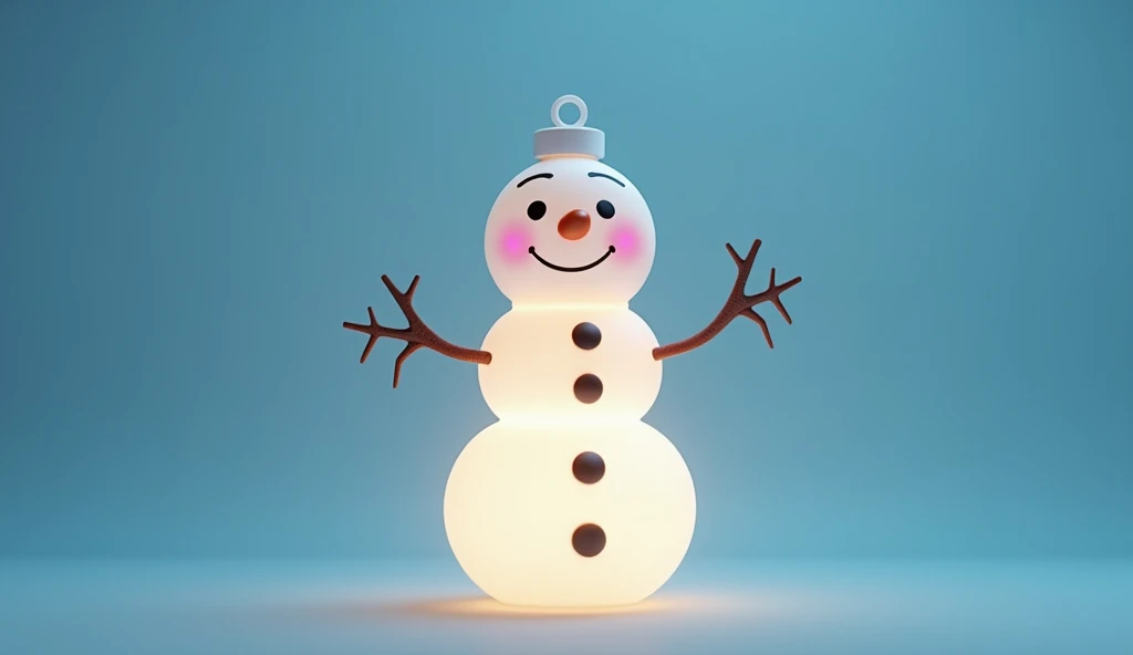 LED Light-Up Snowman: A cheerful snowman toy with glowing LED lights, placed on a solid pastel blue background.
