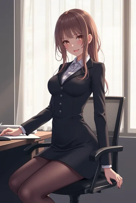 Anime Secretary in dress with tights 