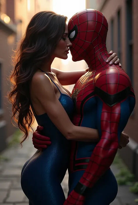 Spiderman woman naked kissing Spiderman 