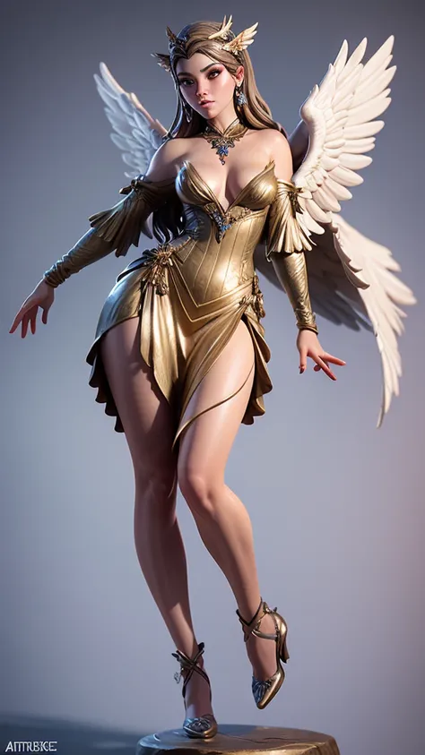 a close up of a statue of a woman with wings, full - body majestic angel, goddess. extremely high detail, tall female angel, beautiful female angel, artgerm ; 3d unreal engine, of beautiful angel, divine render, artgerm. high detail, cgsociety masterpiece,...